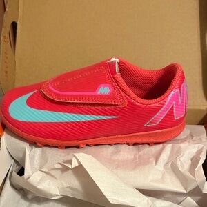 Nike Kids Slip-On Sneaker in Hot Pink with Aqua Swoosh